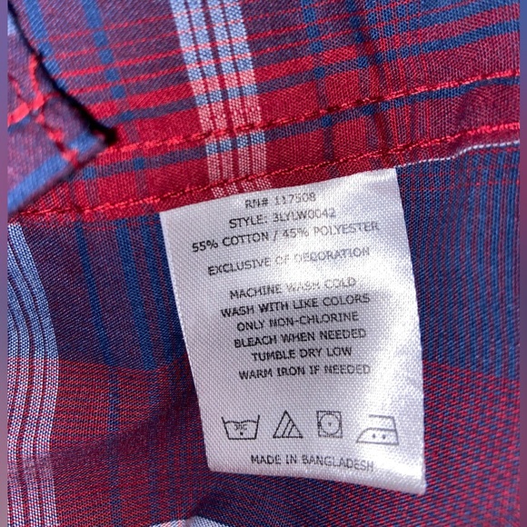 Levi’s Modern Western Plaid Snap Front Long-Sleeve Shirt, Red/Blue, Size XL-EUC - Picture 6 of 6